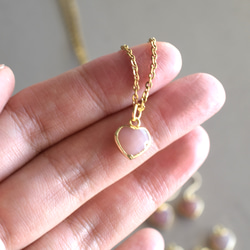 【限定数のみ】小さなハート　ピンクオパール　フレーム　サージカルステンレスネックレス40㎝ 8枚目の画像