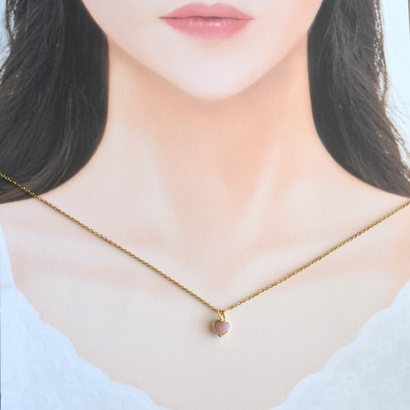 【限定数のみ】小さなハート　ピンクオパール　フレーム　サージカルステンレスネックレス40㎝ 9枚目の画像
