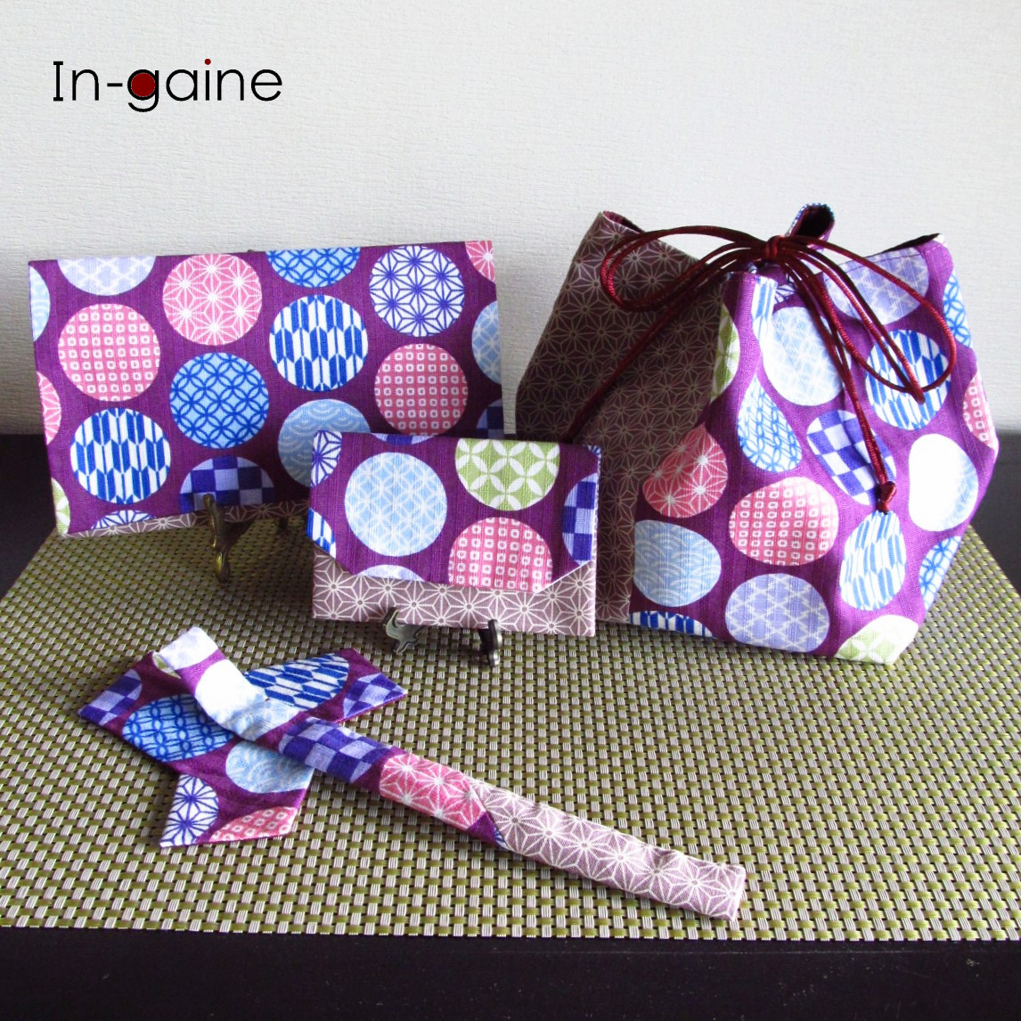 【茶道具】茶道具入れセット(和柄紫)ST-018PW1