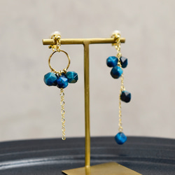 14kgfピアス】インディゴライトトルマリン 自然の深みを感じる 実