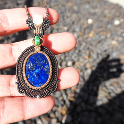 天然石マクラメ編みネックレス レインボーオブシディアン ネックレス