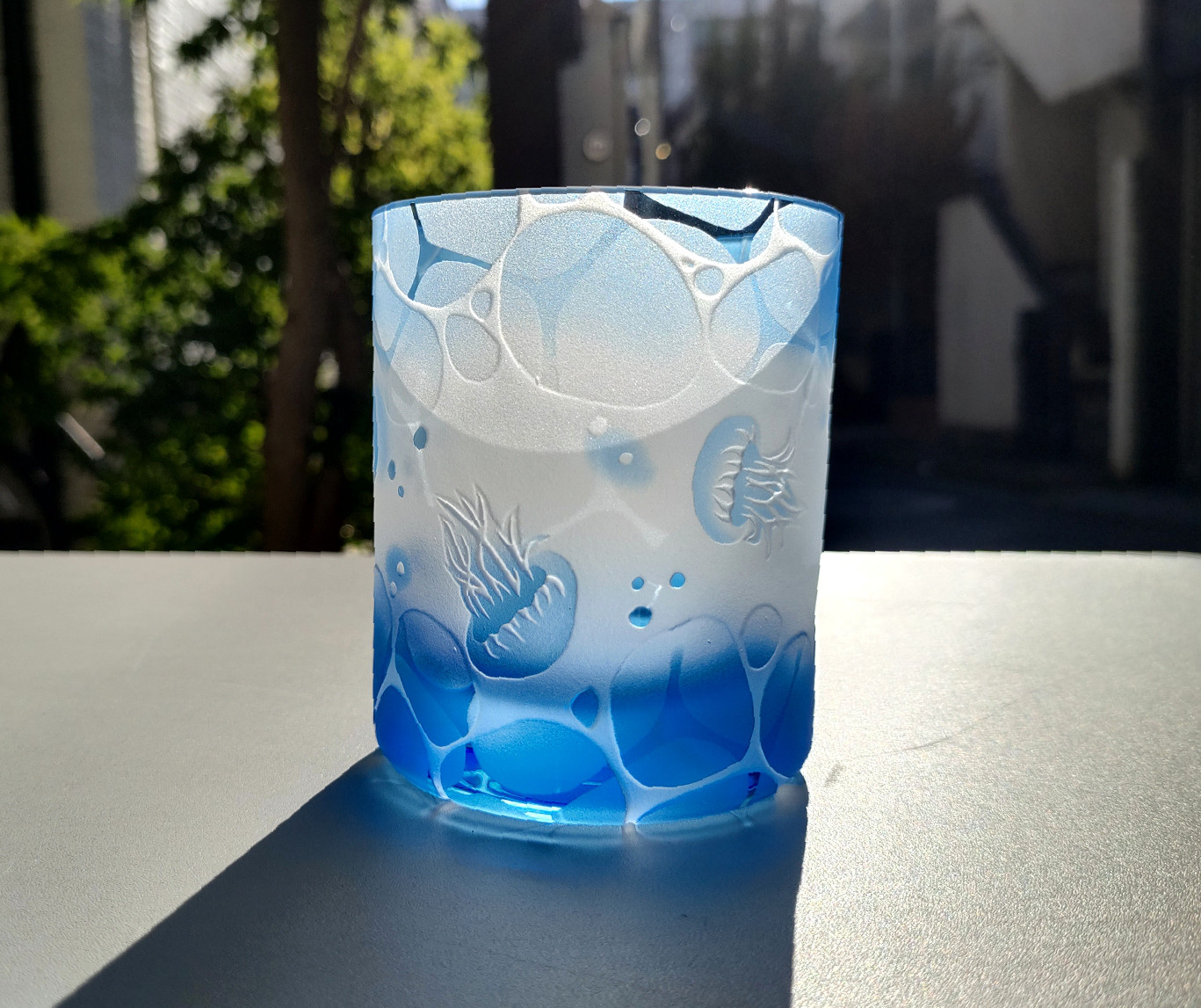 【受注制作】minamoくらげ ロックグラス オールド サンドブラスト