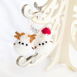 受注制作】シマエナガちゃんのクリスマスオーナメント（2点セット