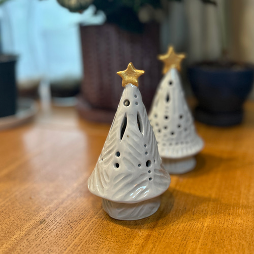 40%OFF☆陶器 クリスマスツリー B オブジェ 照明 ワケあり品
