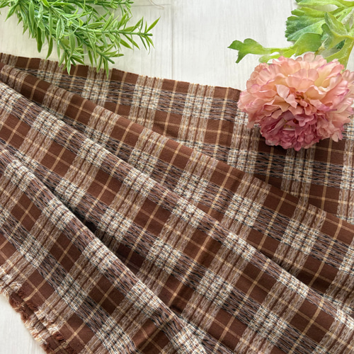 大きめチェックカットクロス【41㎝×57㎝】《ブラウン系》《チェック柄