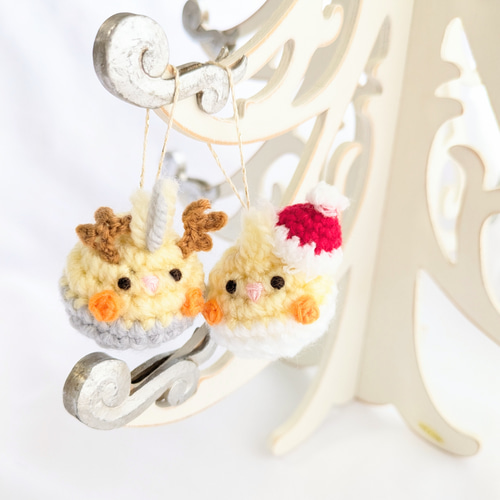 受注制作】オカメインコちゃんのクリスマスオーナメント(2点 受注制作】オカメインコちゃんのクリスマスオーナメント(2点