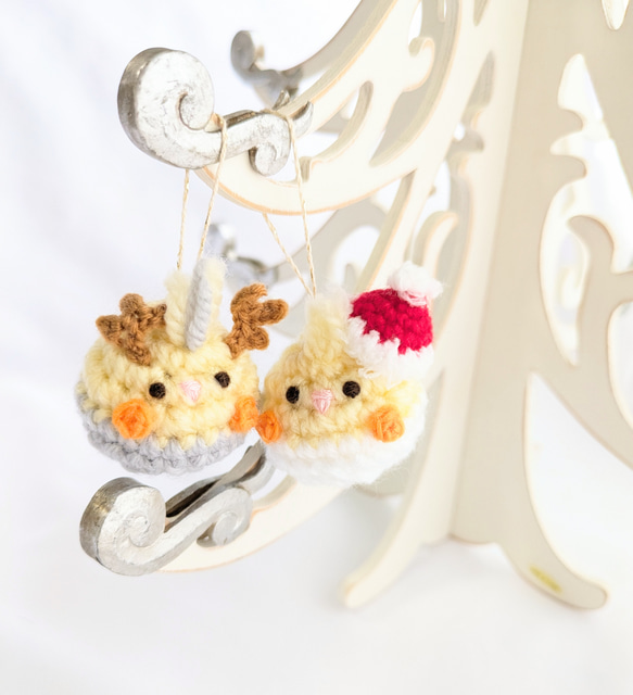 新品☆オカメインコ☆ホワイト☆クリスマス・オーナメント☆木製☆一点