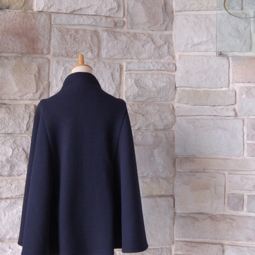 カシミヤ100% 濃紺 ネイビー ケープ ポンチョ コート