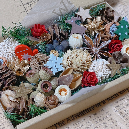 【SALE】No.74もみの木＆シマエナガ♡かぼちゃのオブジェ固まるハーバリウム SALE】No.74もみの木＆シマエナガ♡かぼちゃのオブジェ固まる