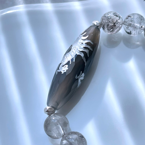 手彫り皇帝龍天珠&NYハーキマーダイヤモンドエレスチャルブレス 手彫り皇帝龍天珠&NYハーキマーダイヤモンドエレスチャルブレス