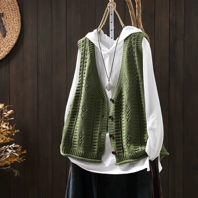 前開きニットベスト、カーディガン、春秋ベスト、冬ベスト、ニットベスト、ニットセーター、防寒対策（Tシャツなし）