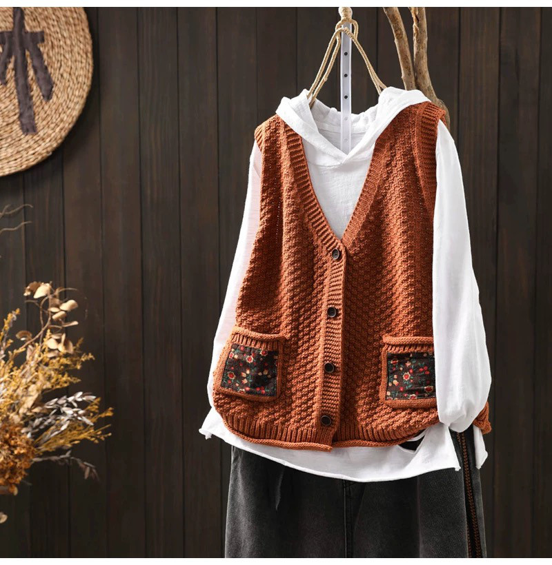前開きニットベスト、カーディガン、春秋ベスト、冬ベスト、ニットベスト、ニットセーター、防寒対策（Tシャツなし）