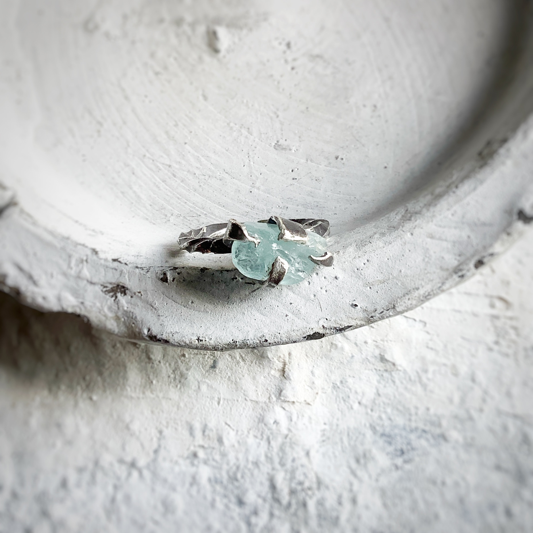 原石リング　アクアマリン　15号