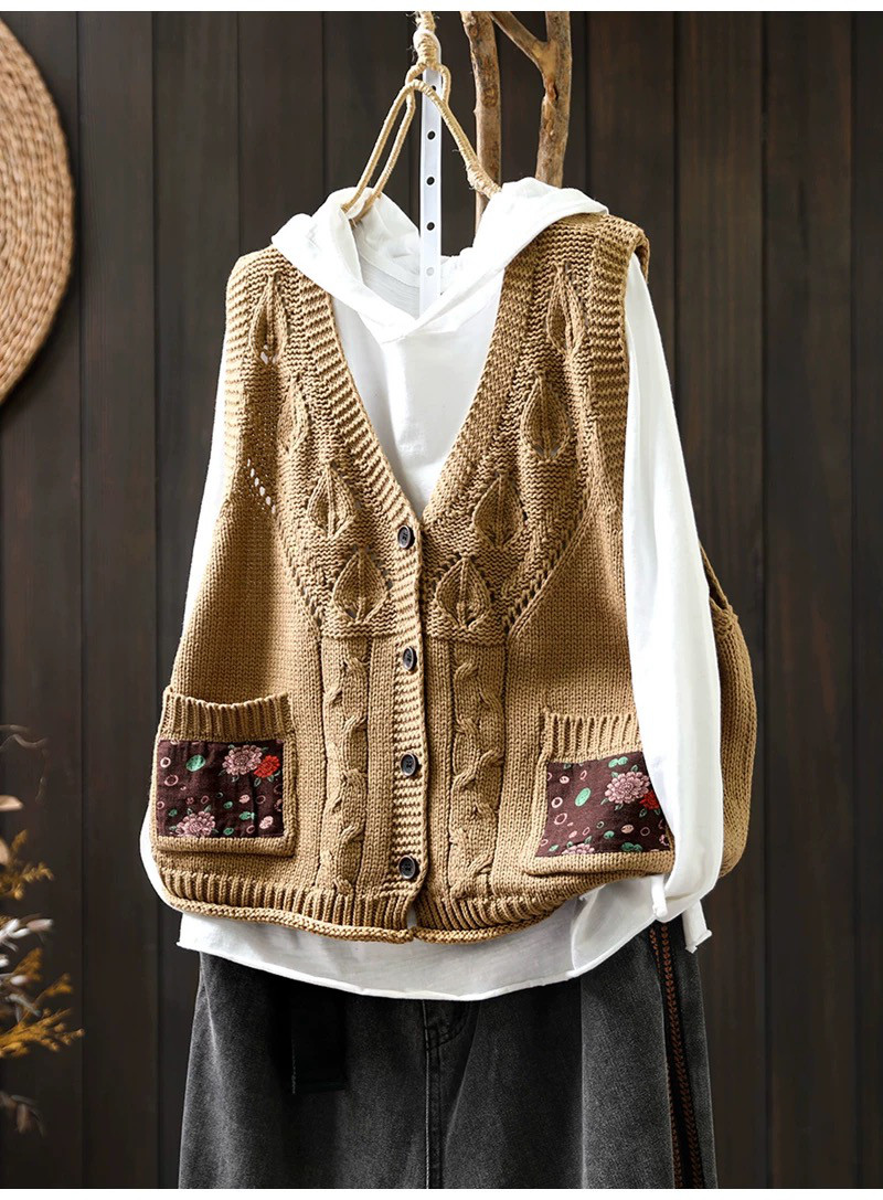 前開きニットベスト、カーディガン、春秋ベスト、冬ベスト、ニットベスト、ニットセーター、防寒対策（Tシャツなし）