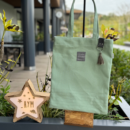 くらくら★ページ　3つ仕切りｔトートバッグ　倉敷帆布　ハンドメイド 倉敷帆布 3つ仕切りトートバッグ グレー【 ハンドメイド 】帆布