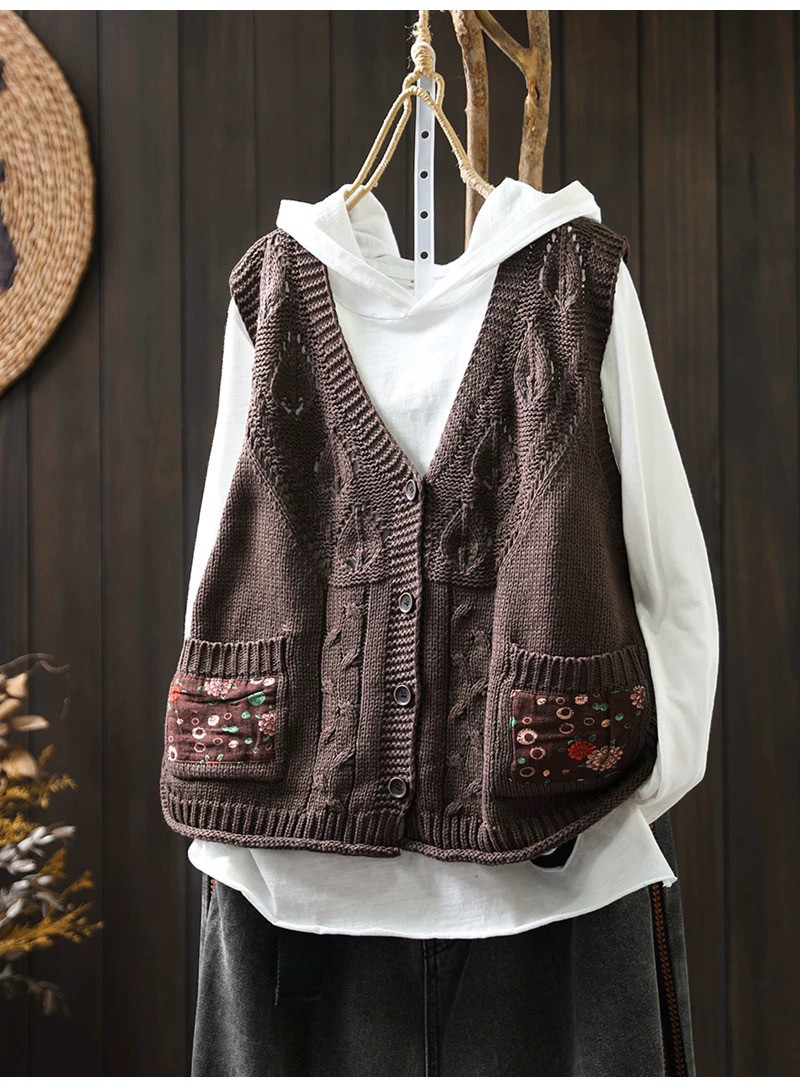 前開きニットベスト、カーディガン、春秋ベスト、冬ベスト、ニットベスト、ニットセーター、防寒対策（Tシャツなし）