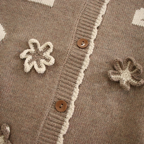 秋新作☆ニットカーディガン☆花のジャガード織】かわいい刺繡│肌寒い