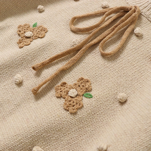 立体感☆ニットカーディガン☆花のジャガード織】かわいい刺繡│肌寒い