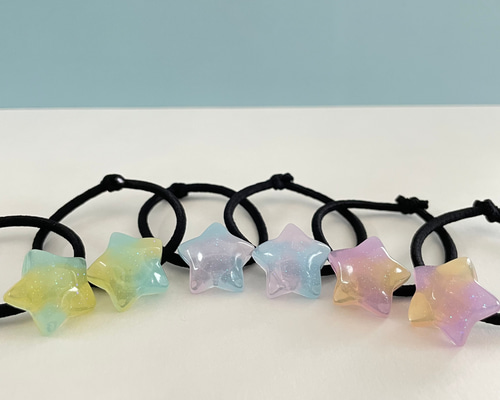 グラデーションお星さま レジン キッズ ヘアゴム 2個セット ヘアゴム  