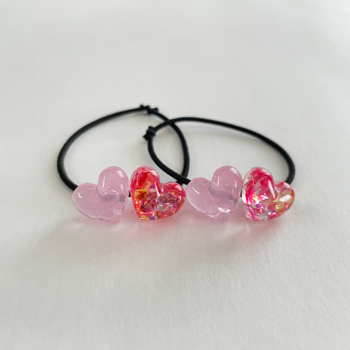 ミニハート レジン キッズ ヘアゴム 2個セット ヘアゴム おにく 通販