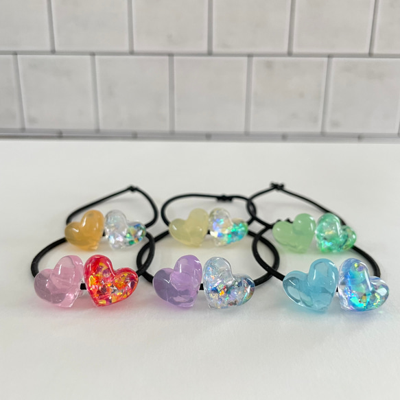 ミニハート レジン キッズ ヘアゴム 2個セット ヘアゴム おにく 通販