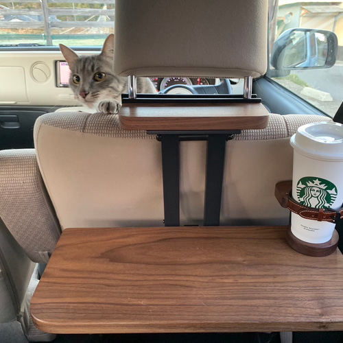 ☆タイムセール【ウォールナット】後部座席用の車載デスク 車中泊