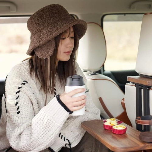 ☆タイムセール【ウォールナット】後部座席用の車載デスク 車中泊