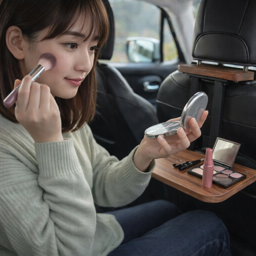 ☆タイムセール【ウォールナット】後部座席用の車載デスク 車中泊