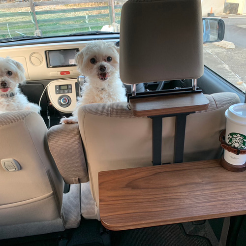 ☆タイムセール【ウォールナット】後部座席用の車載デスク 車中泊