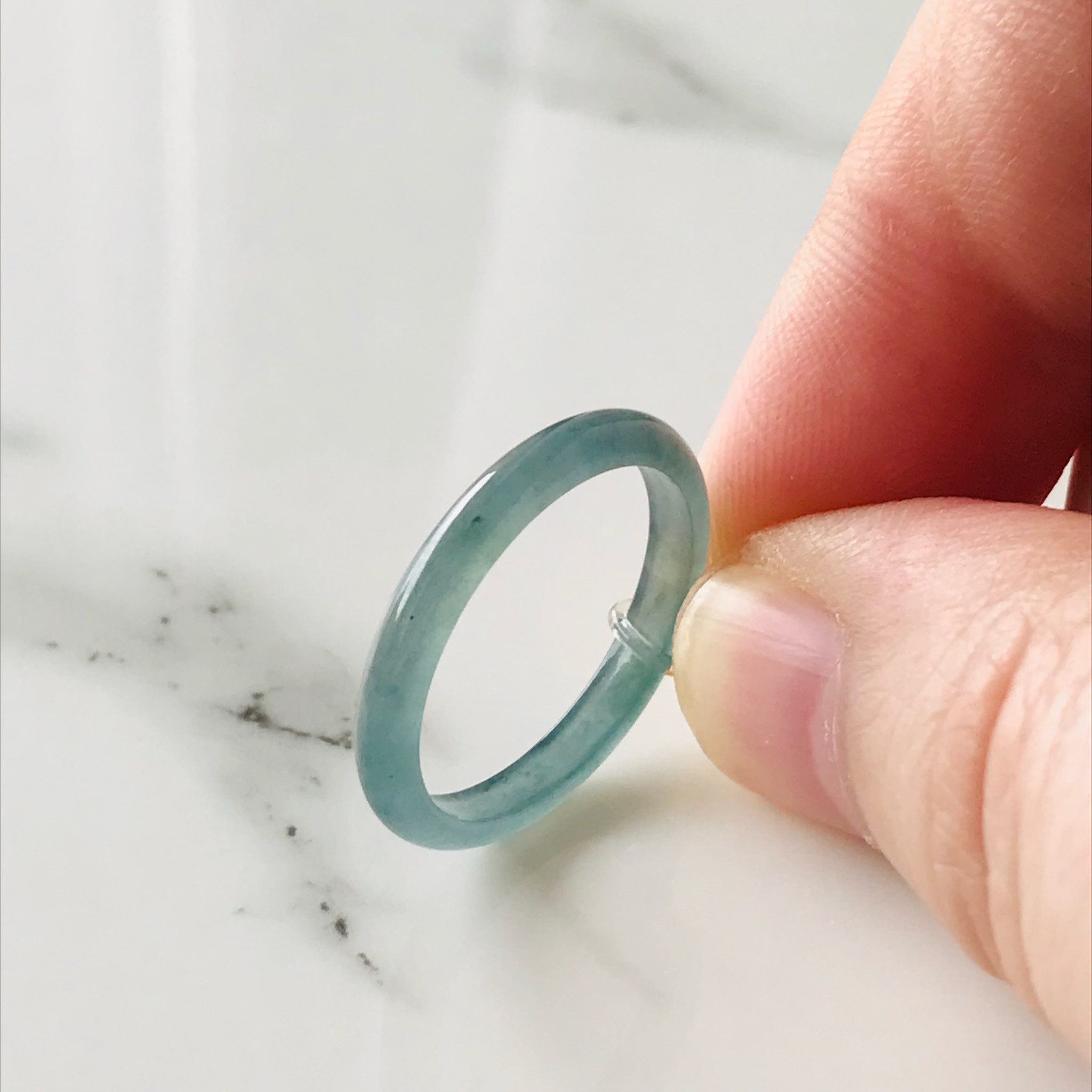 [R15-048］ ジェイド　JADE ヒスイ　本翡翠　くりぬき　リング　天然石　一点物　グアテマラ産　18号　指輪