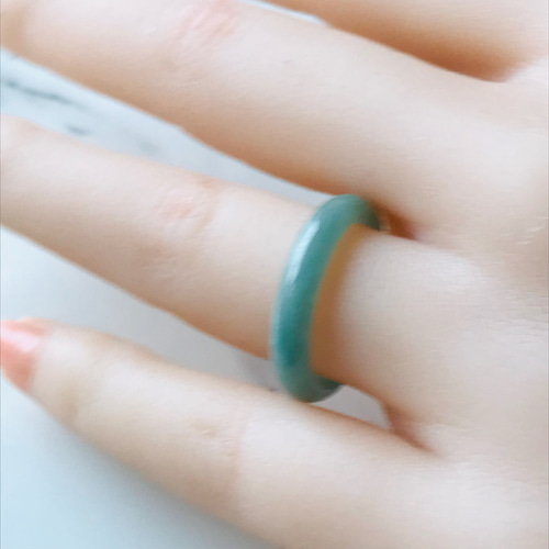 R50-048］ ジェイド JADE ヒスイ 本翡翠 くりぬき リング 天然石