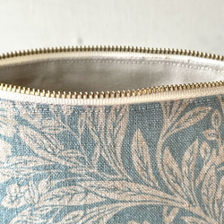 コットンリネンポーチ　18cmファスナー（ブルーグレー） 6枚目の画像