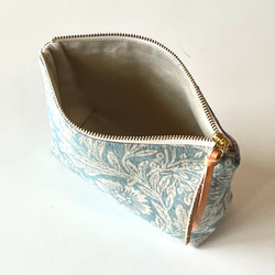 コットンリネンポーチ　18cmファスナー（ブルーグレー） 4枚目の画像