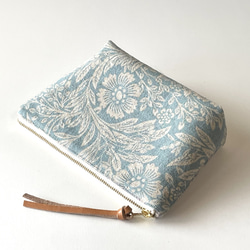 コットンリネンポーチ　18cmファスナー（ブルーグレー） 3枚目の画像