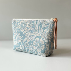 コットンリネンポーチ　18cmファスナー（ブルーグレー） 2枚目の画像