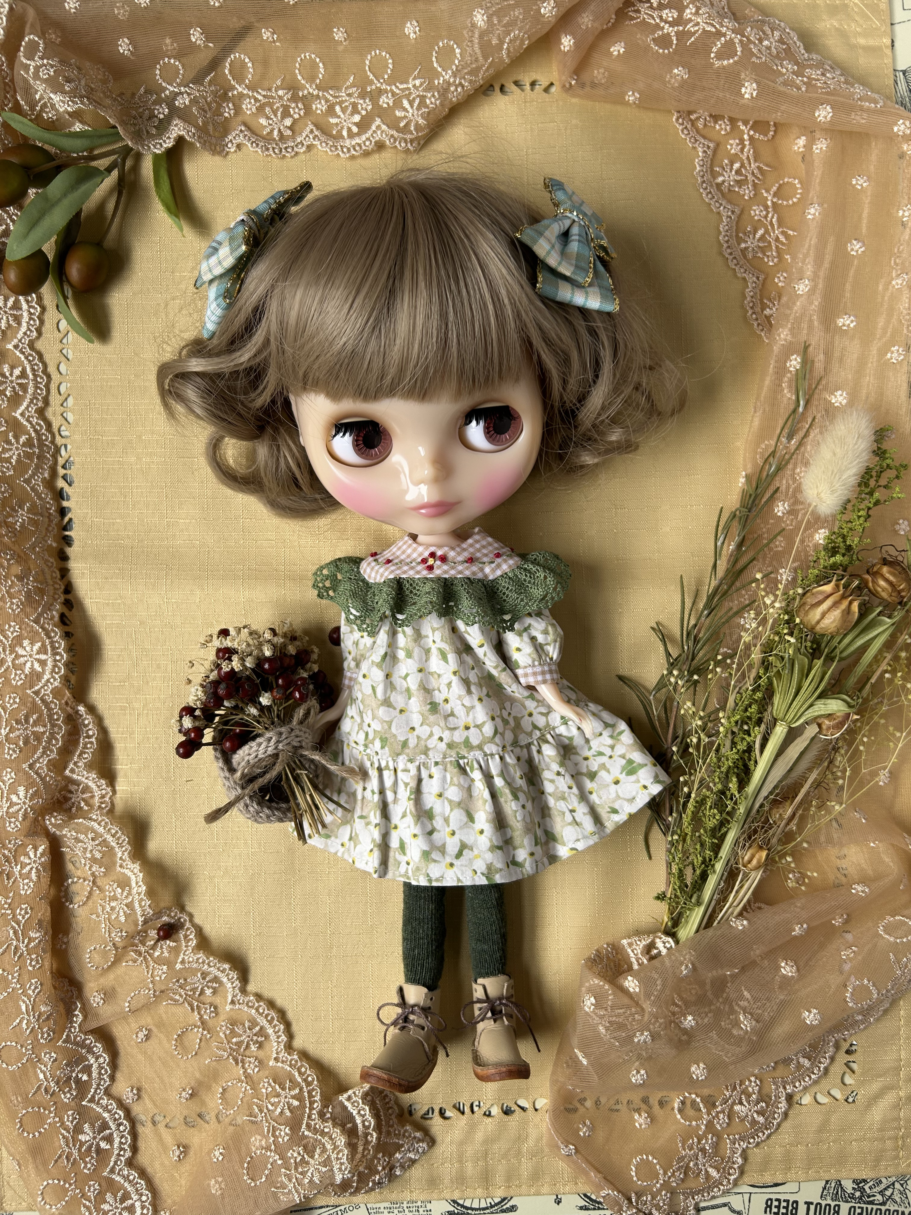 モンストドール　ミニリボンストラップ　ピンク　ブライス　アイシードール　リカ