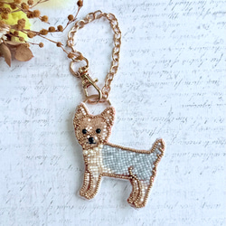 2way】ビーズ刺繍のうちの子ブローチ＆バッグチャーム・トイプードル