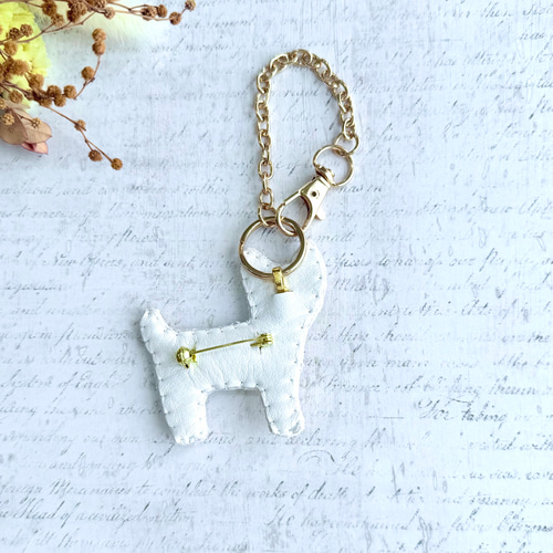 2way】ビーズ刺繍のうちの子ブローチ、バッグチャーム・ヨークシャー