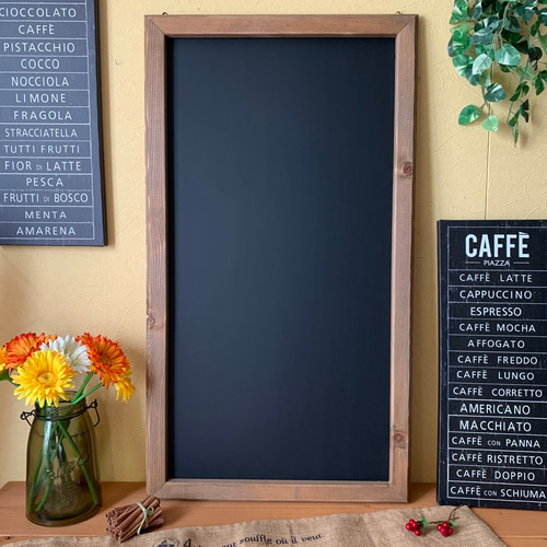 95cm【アンティーク風木製黒板】Walnut/カフェ/黒板 L］縦型【木製黒板】walnut/壁掛け/カフェ/メニュー ウォール
