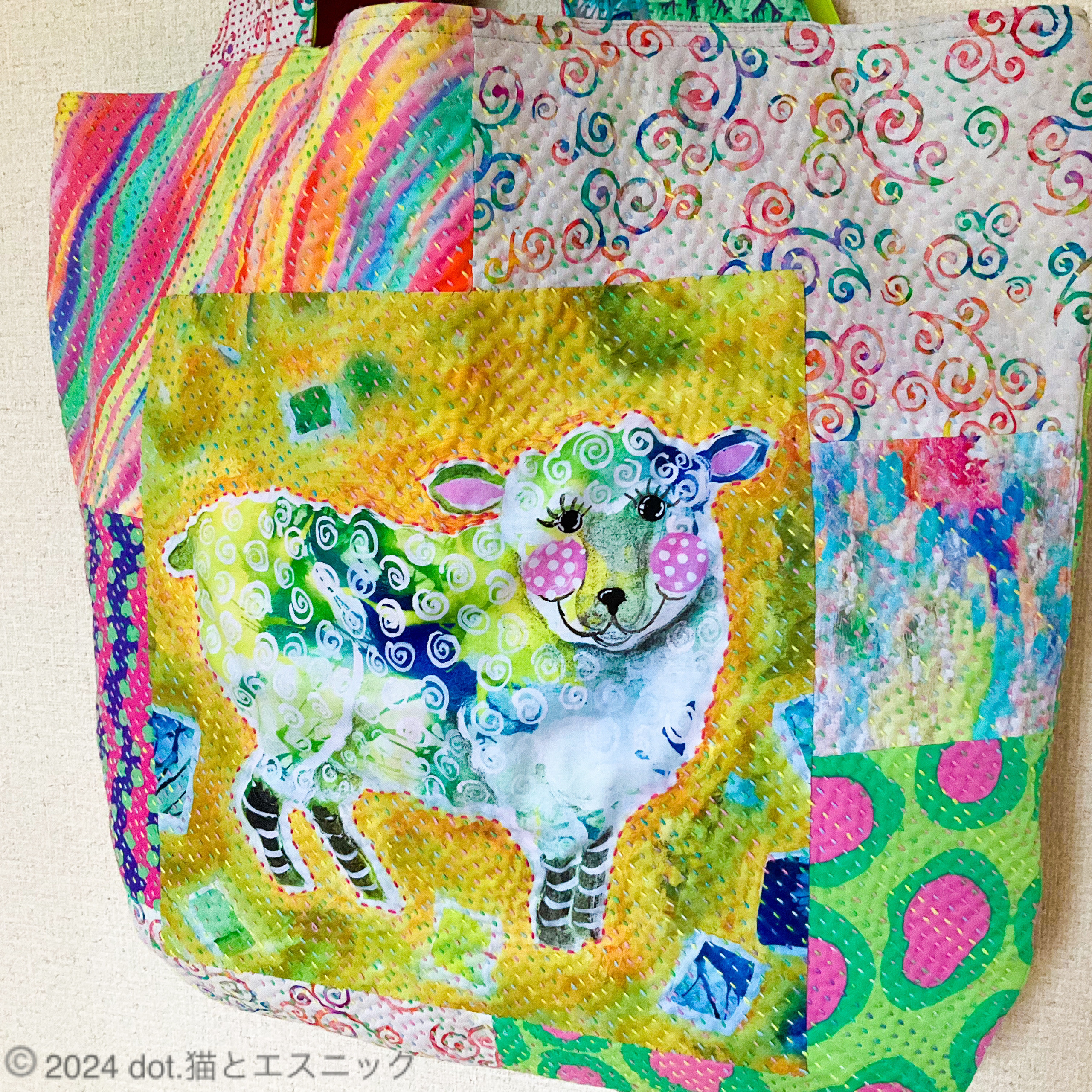 ❁ハンドメイド❁ ヴィンテージラリーキルト　トートバッグ ❁ハンドメイド❁ ヴィンテージラリーキルト トートバッグ