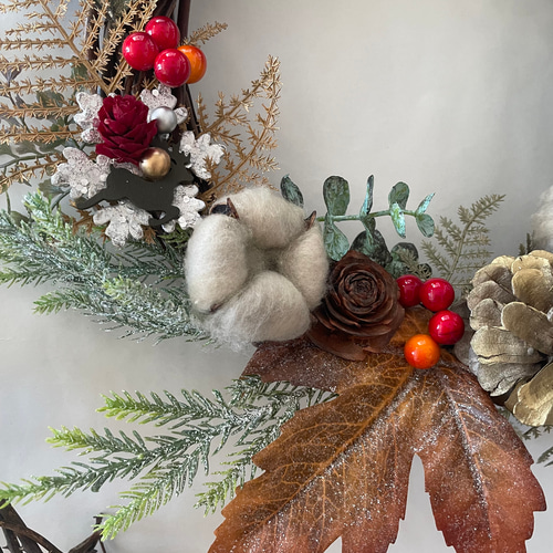 大人気作品再販✴︎送料無料◎深い森のクリスマスリース✴︎お正月飾り