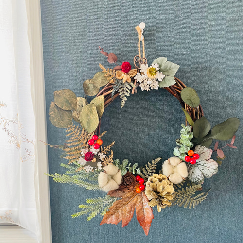 大人気作品再販✴︎送料無料◎深い森のクリスマスリース✴︎お正月飾り