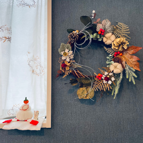 大人気作品再販✴︎送料無料◎深い森のクリスマスリース✴︎お正月飾り