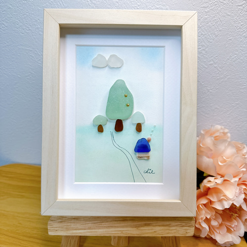 シーグラスアート no.17 大樹 インテリア雑貨 アート プチギフト