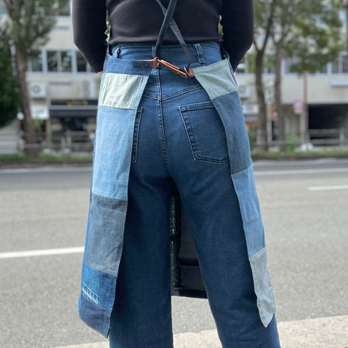 パッチワークエプロン（革） デニム エプロン Re.m 通販 18391192