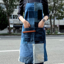 パッチワークエプロン（革） デニム エプロン Re.m 通販 18391192