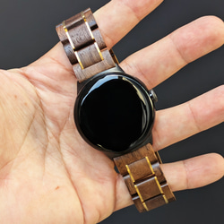 EINBAND Google Pixel Watch Google Pixel Watch 天然木錶帶 胡桃木 x 金色 第5張的照片