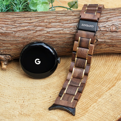 EINBAND Google Pixel Watch Google Pixel Watch 天然木錶帶 胡桃木 x 金色 第1張的照片