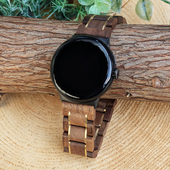 EINBAND Google Pixel Watch Google Pixel Watch 天然木錶帶 胡桃木 x 金色 第2張的照片