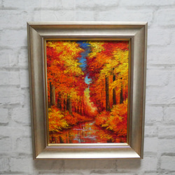油彩画　秋の色 油絵 油彩 油彩画 絵画【紅葉】 絵画 HR 通販 18391329